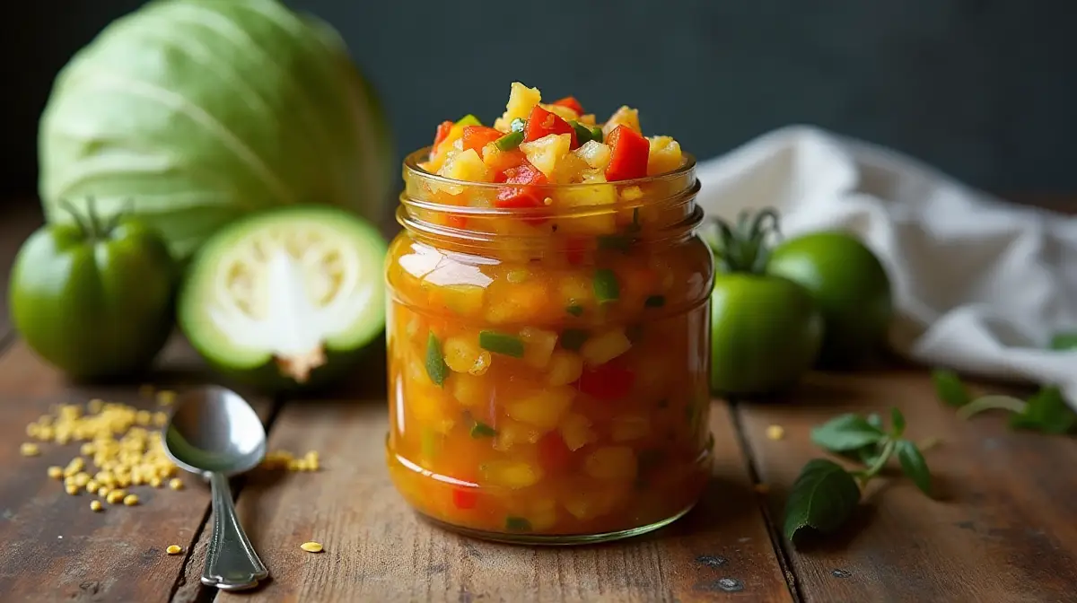 jar of homemade chow chow