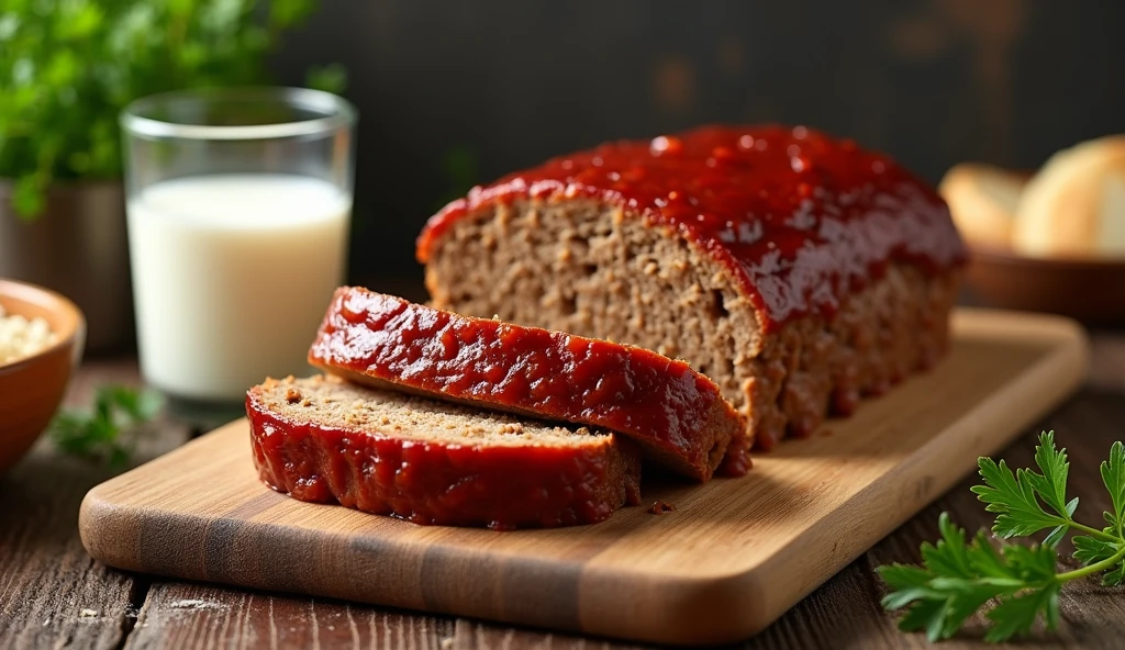 baked meatloaf on a wooden