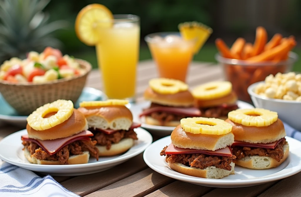 Hawaiian sliders on sweet rolls