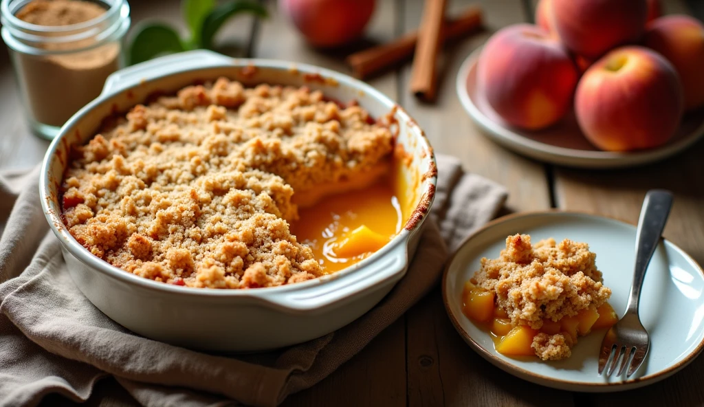 baked peach crumble