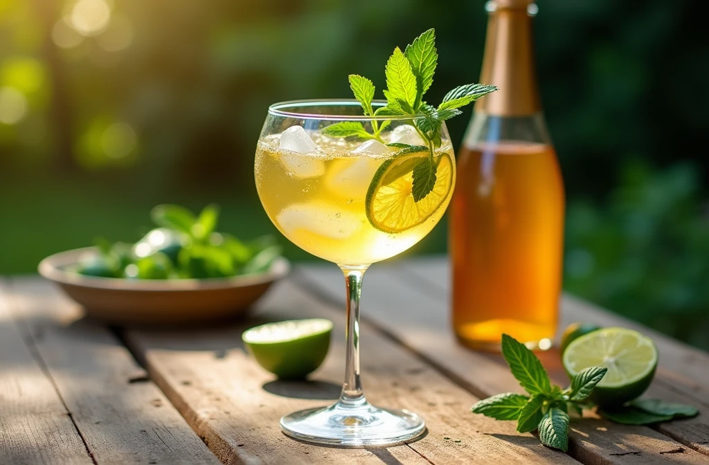 Hugo Spritz cocktail served in a large wine glass