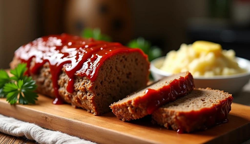 baked meatloaf on a wooden