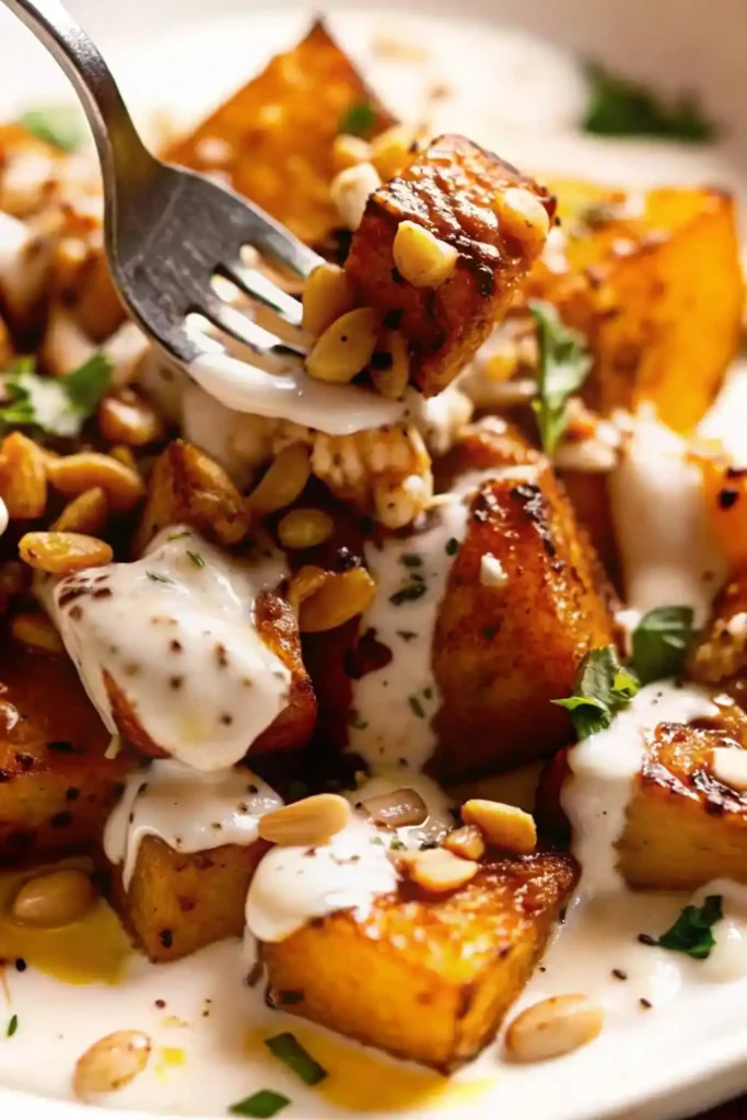 roasted pumpkin with yogurt sauce